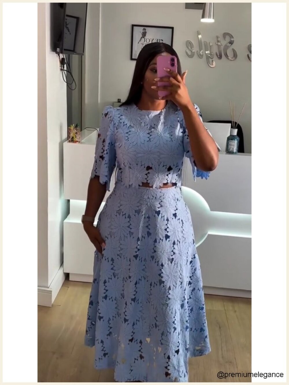 Embroidered Crop Top & Maxi Skirt Two Piece Set - Picture 5 of 6